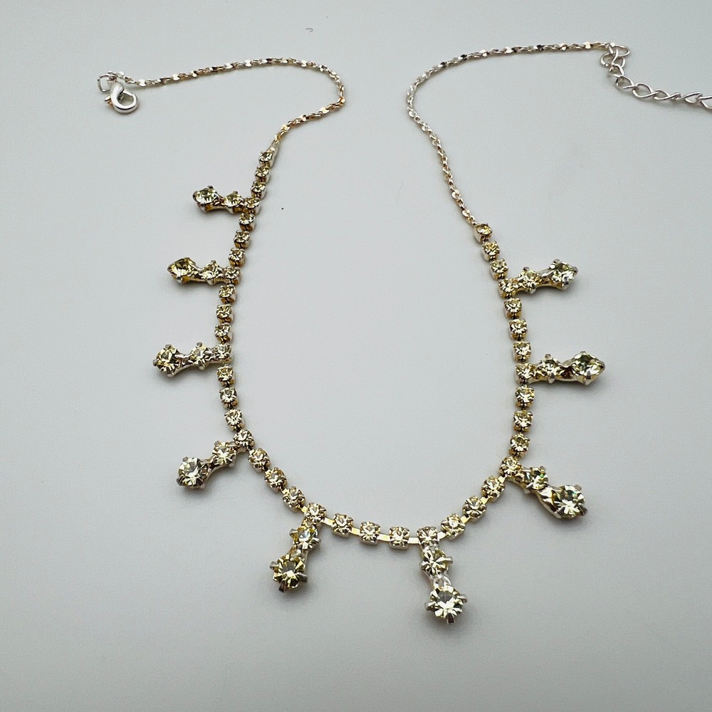 Rhinestone Fringe Dangle Choker Necklace Adjustable Wedding‎ Formal Attire